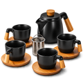 Set za čaj, čajnik 1000 ml + 4x300 ml, črna