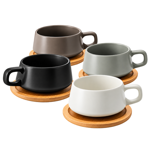 Skodelice za kavo, Luxe sivo-črna (4x320 ml)