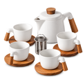 Set za čaj, čajnik 1000 ml + 4x300 ml, bela